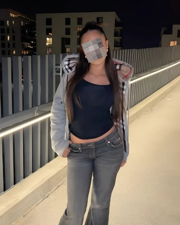 Hoodie à zip à carreaux