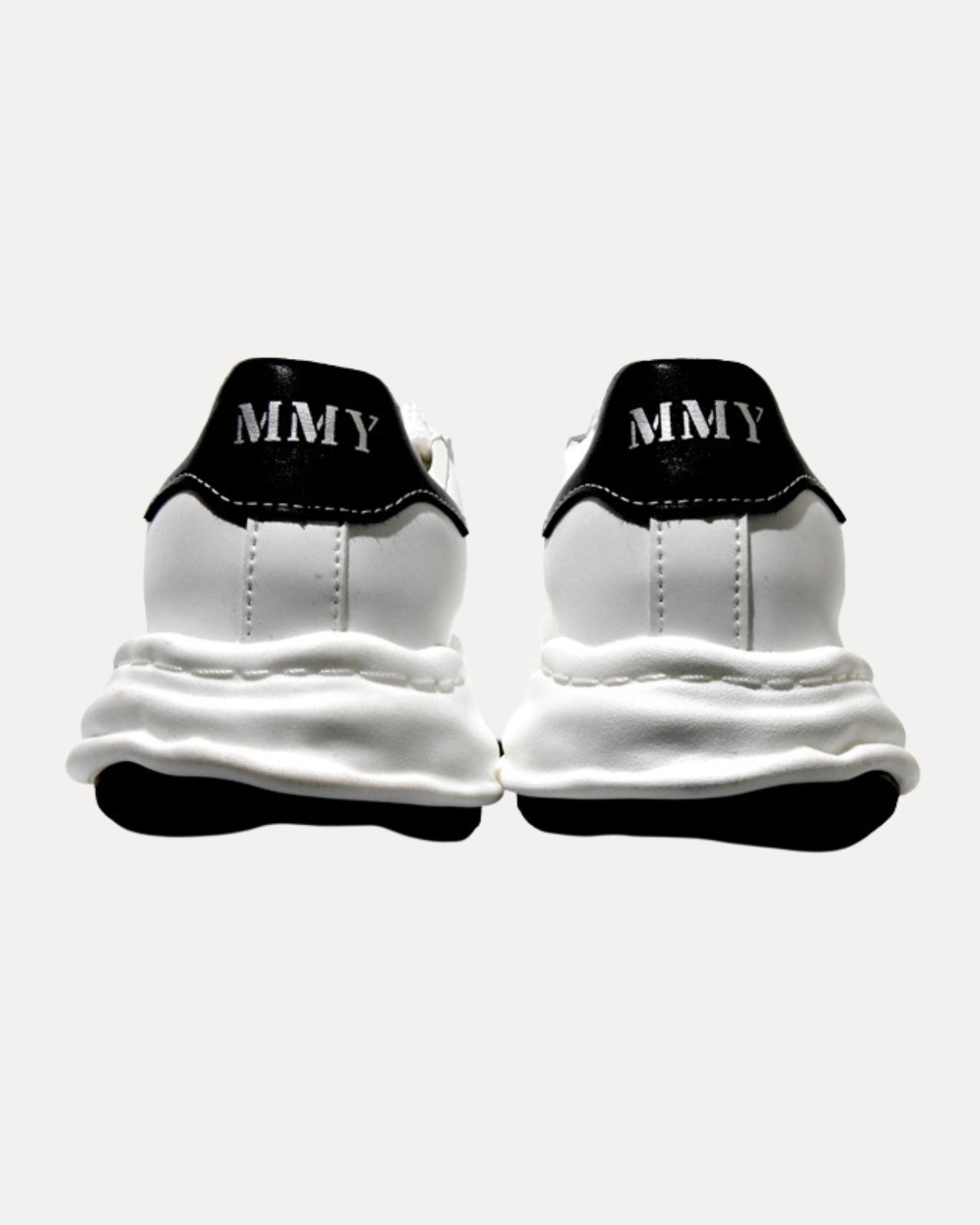 Wave Sole Leather Sneaker – White