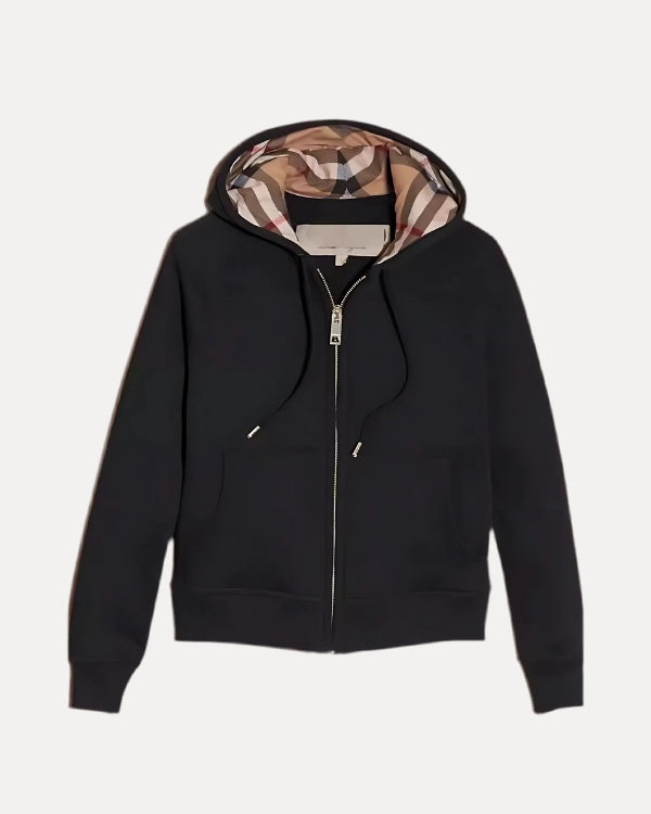 Hoodie à zip à carreaux