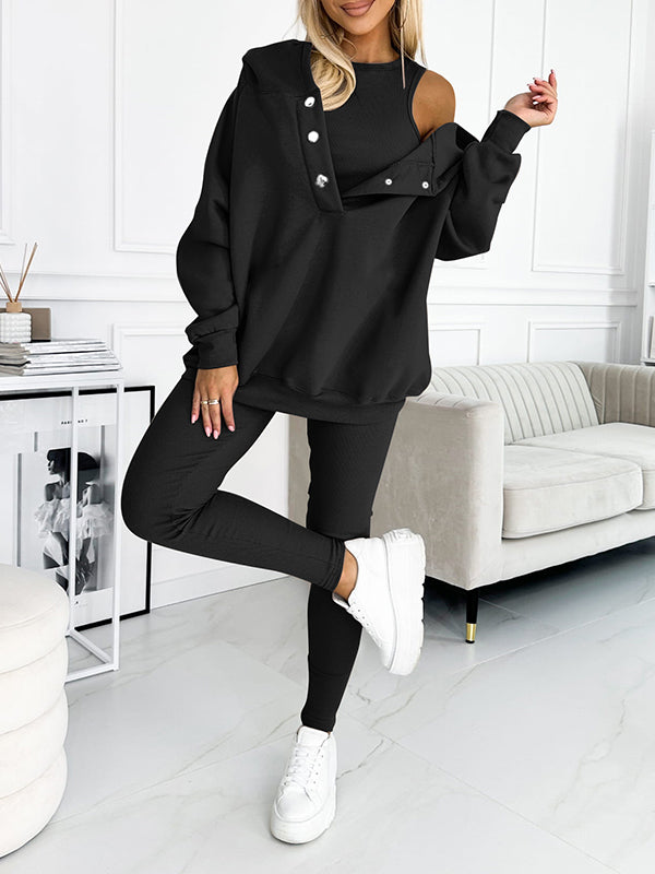 Hooded Casual Sweatshirt & Pant Set