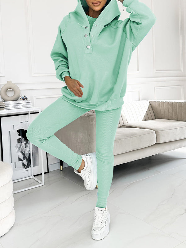 Hooded Casual Sweatshirt & Pant Set