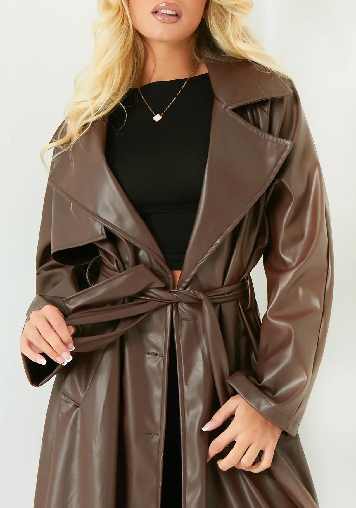 Dani Leather Trench Coat