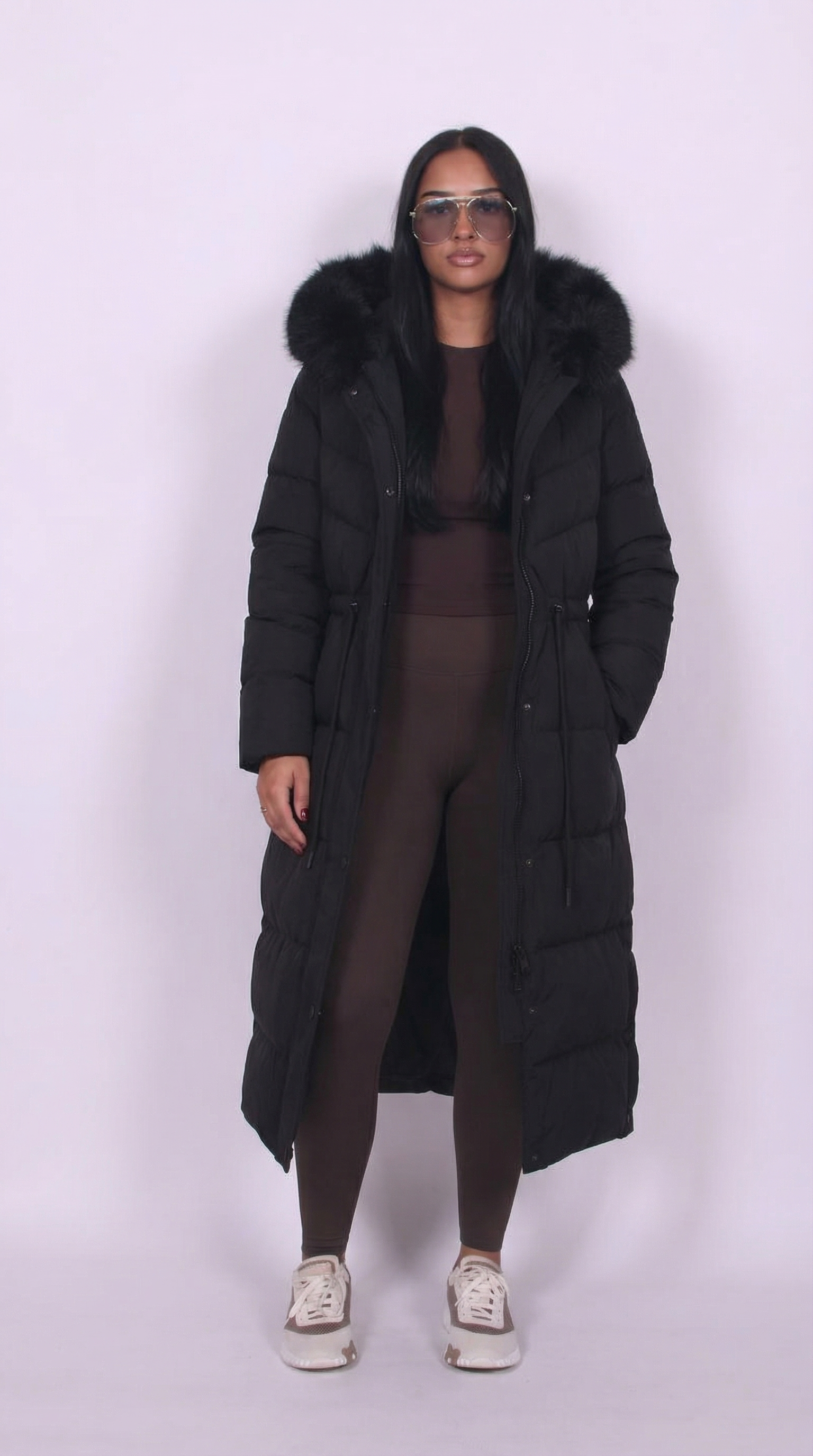 Fur Hooded Longline Coat
