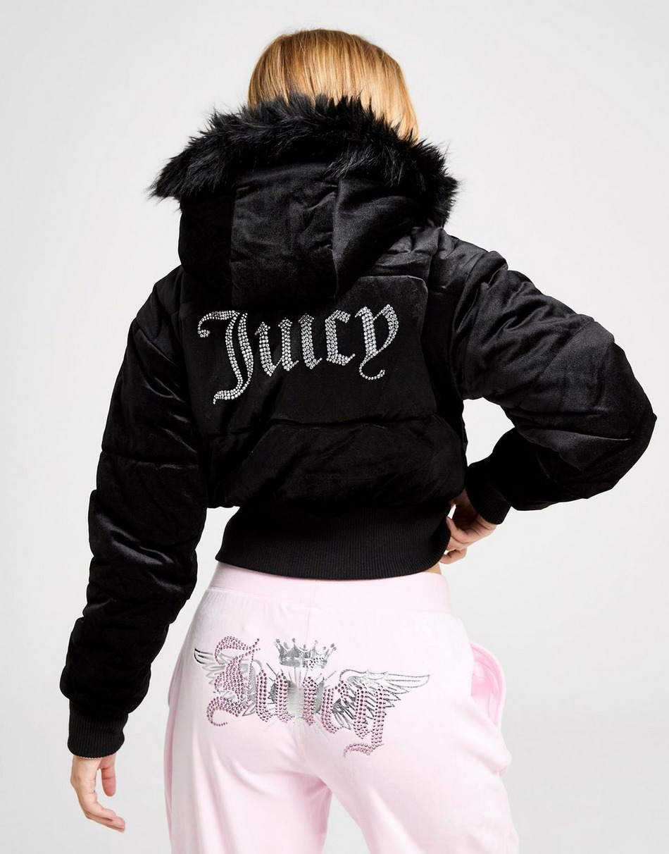 JUICY COUTURE Diamante Velour Padded Jacket
