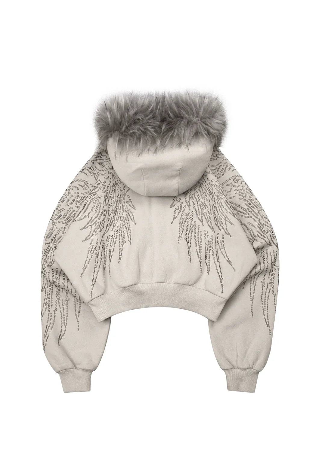 Fallen Faux Fur Rhinestone Zip Hoodie